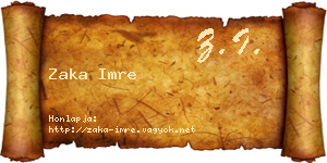 Zaka Imre névjegykártya